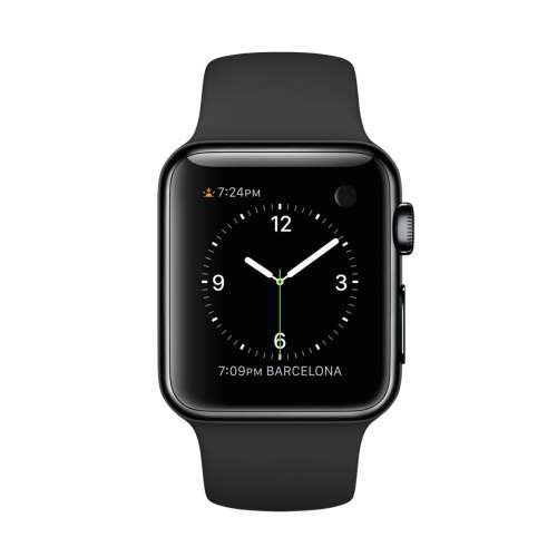 Apple Watch MLCK2TA/A 智慧型手錶，38公釐 太空灰不鏽鋼錶殼搭配黑色運動型錶帶_ 原廠公司貨 (珍藏版), , large