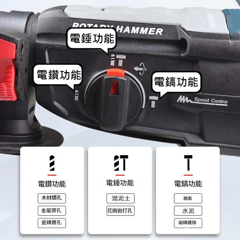 28D lightweight electric hammer + toolbox + five drill bits, , large