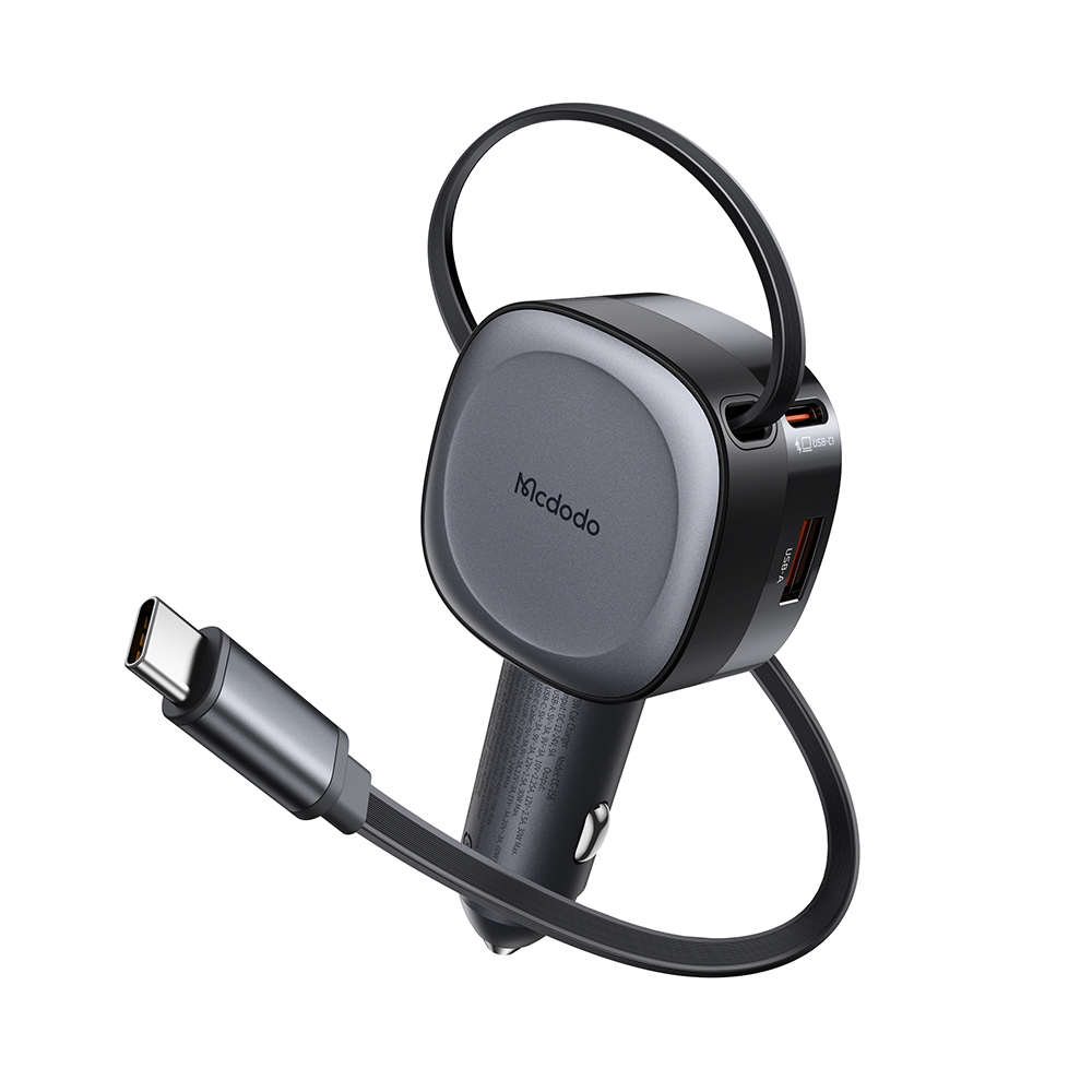Mcdodo FreeGo 75W Car Charger with Built-in Retractable Cable, , large