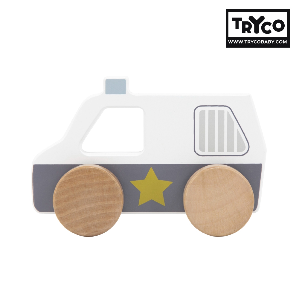 官方直營【Tryco】木質小車-警察車(同款任選購買2個以上出貨), , large