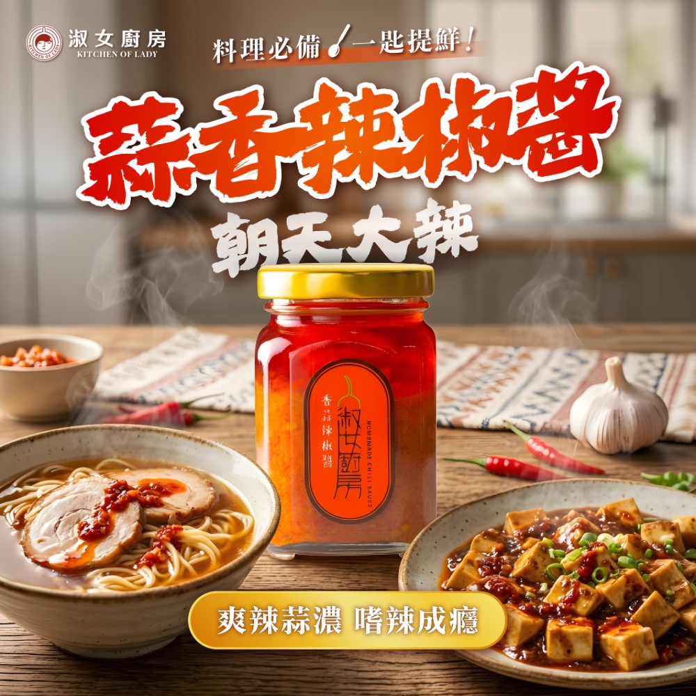 【淑女廚房】香蒜辣醬 辣椒大蒜 紅油香辣 義式 美式 法式 韓式中式 香酥炸物 沾醬 萬式ok-經典小辣＆朝天大辣, , large