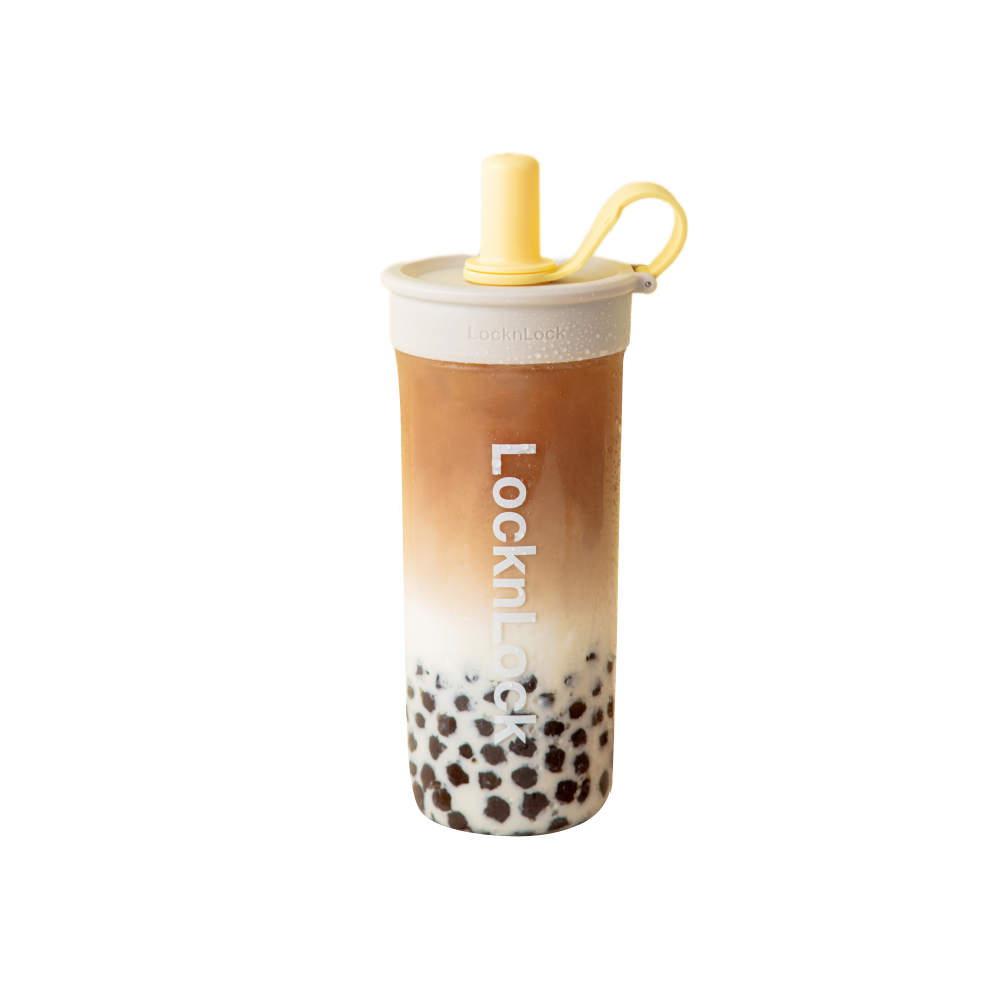 樂扣嚼對FUN飲吸管杯750ml, 蜂蜜燕麥奶灰, large