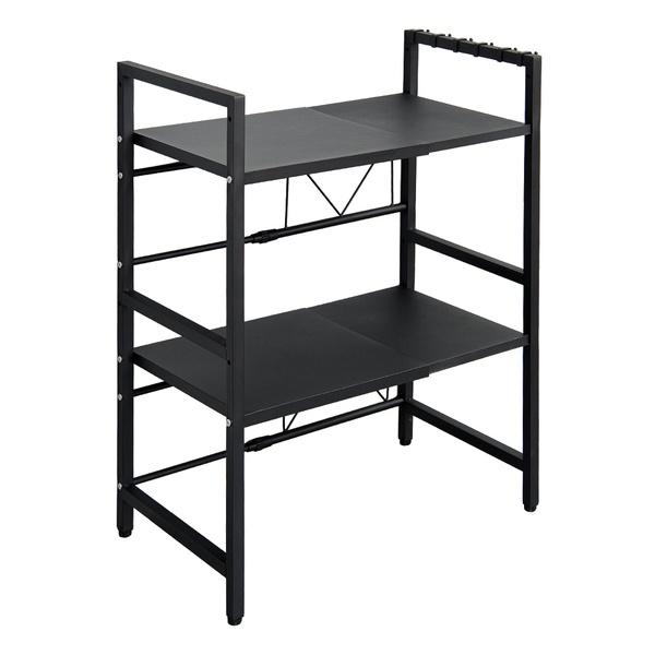 【Y HOUSE】Multi-purpose telescopic storage rack/electrical rack/kitchen rack/shelf-double layer black, , large