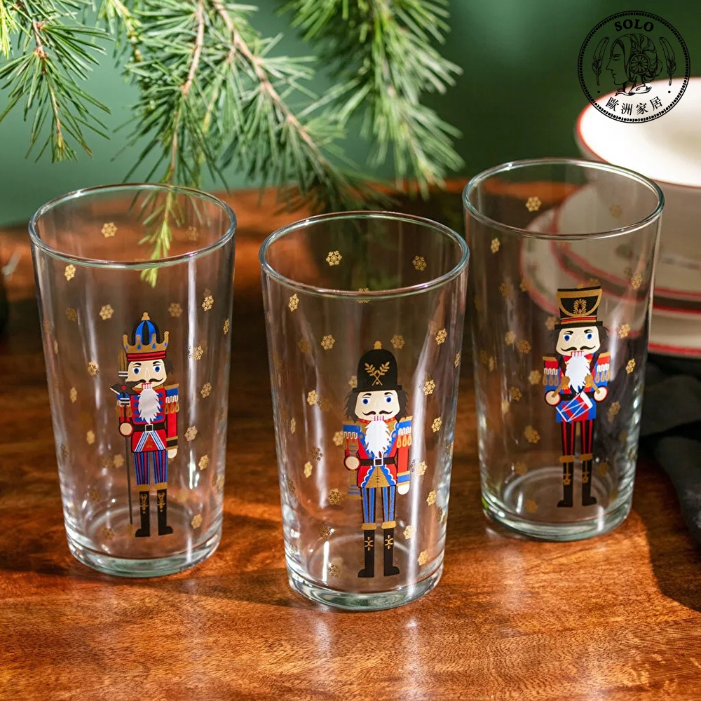 【SOLO Vintage】LCW Home 570ml Nutcracker Glass Cup Set of 3 Water Cup Juice Cup Made in Turkey, , large