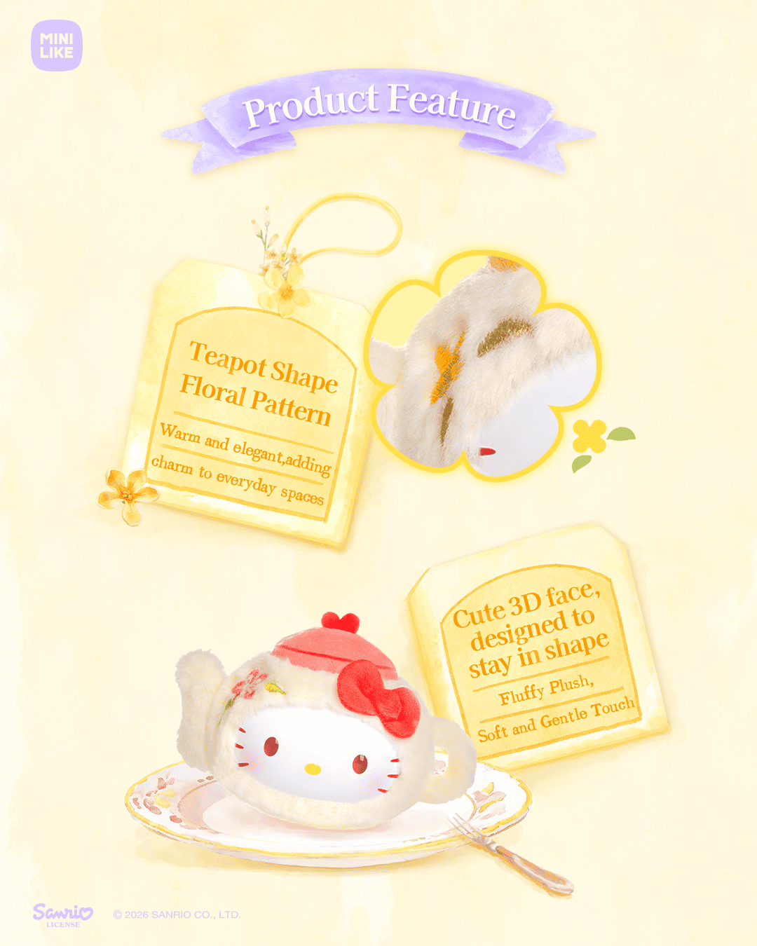【際洋文化】Hello Kitty Style花浮茶間系列毛絨捏捏樂Mini, , large