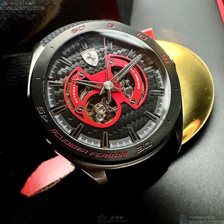 [星晴錶業]FERRARI手錶,46mm,FE00108黑色錶面黑錶殼深黑色矽膠錶帶款, , large