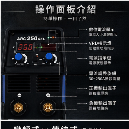 WIN 五金 新展焊切 ARC-250CEL 電焊機  防電擊 點焊機 切割機 電焊機 電銲機 4.0焊條 連續操作, , large