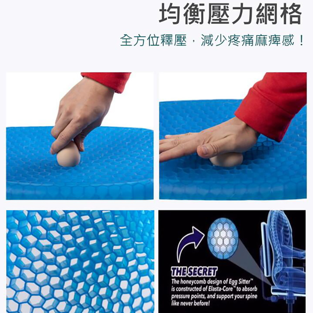 ⭐️柔軟透氣⭐️ 瞬涼蜂巢坐墊 涼感坐墊 椅墊 冰涼凝膠 雞蛋坐墊 釋壓柵格 高回彈 久坐神器, , large