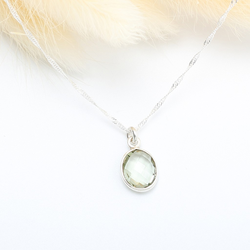 【Angel & Me】氣質橢圓 綠水晶 Green Quartz s925 純銀項鍊 生日 週年 情人節 聖誕節 禮物, , large