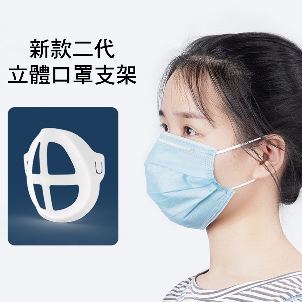 Pack of 20 MS09 New 2nd Gen Ultra-Comfort and Breathable 3D Mask Support Frame (10 Large + 10 Small), 白, large
