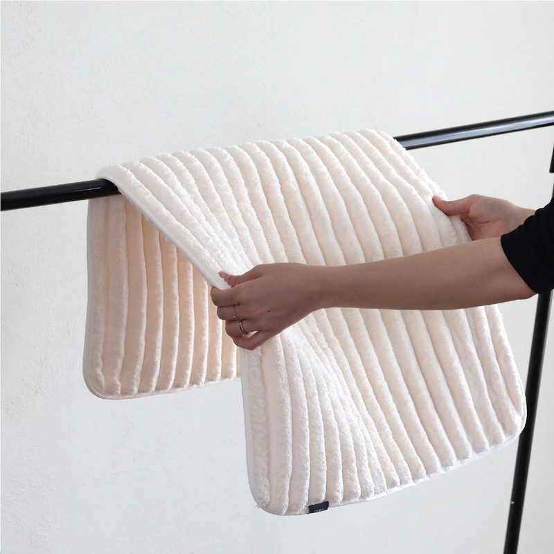 【CB JAPAN】carari poco條紋系列 超細纖維浴室踏墊 L(80x50cm), , large