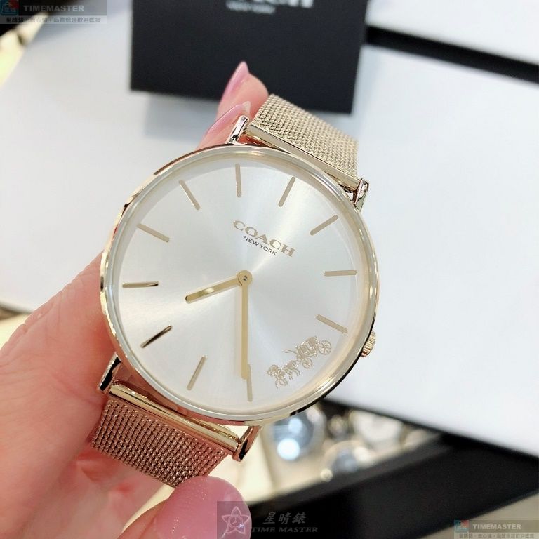 [星晴錶業]COACH手錶,34mm,CH00073白色錶面金色錶殼金色米蘭錶帶款, , large