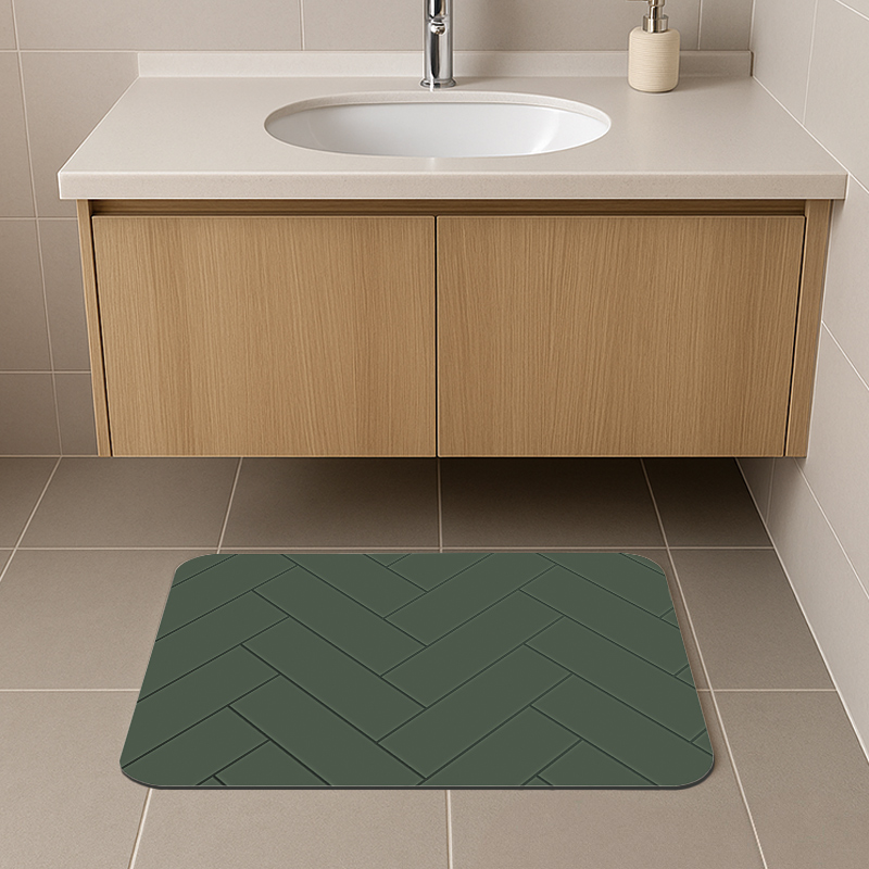 【Monster】 Soft Diatomaceous Earth Absorbent Mat &ndash; Slate Pattern Series (60x40cm) &ndash; Forest Green, , large