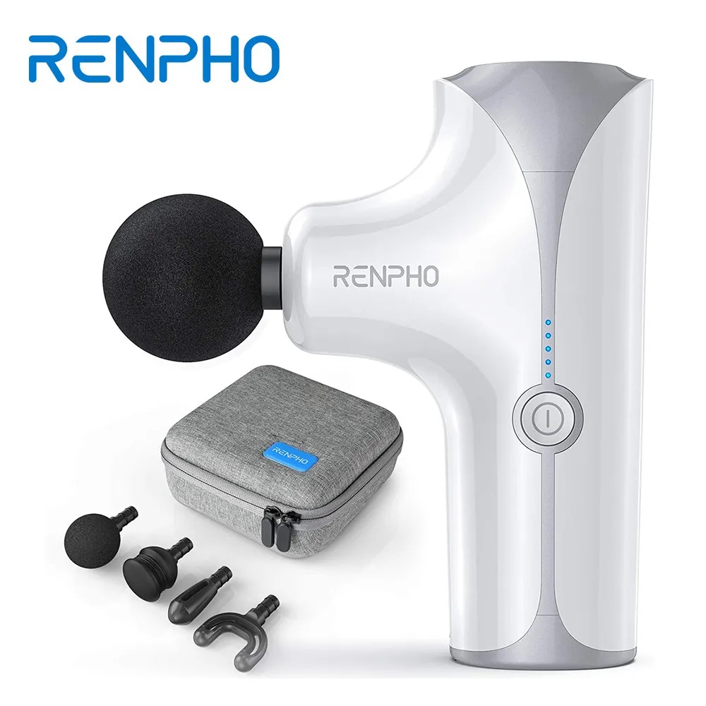 RENPHO 隨身迷你按摩槍-白 RP-GM173W 附4個按摩頭, , large