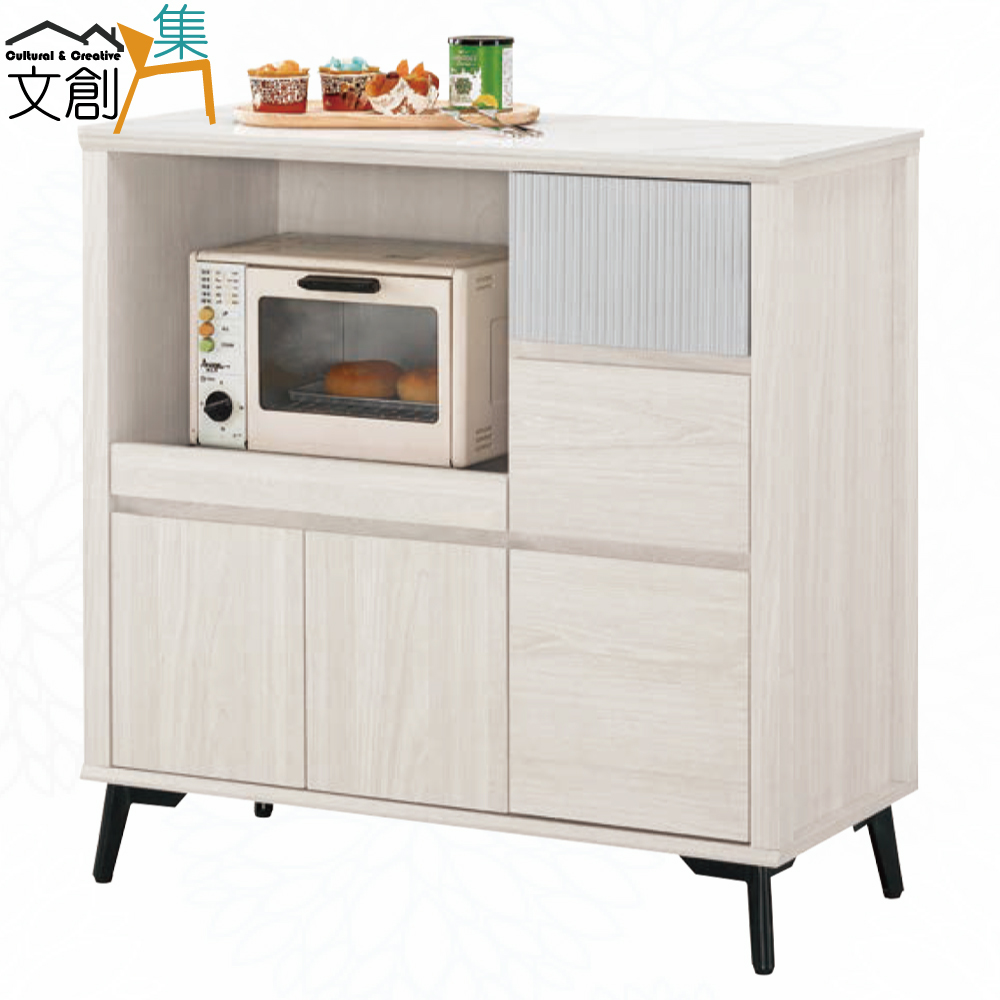 【文創集】克萊雙色3尺岩板拉盤低餐櫃(客約商品), , large