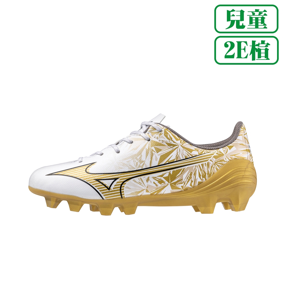 MIZUNO &alpha; SELECT Jr. 一般楦 兒童足球釘鞋 草地 白x金 P1GB246550 23FWO 【樂買網】, , large