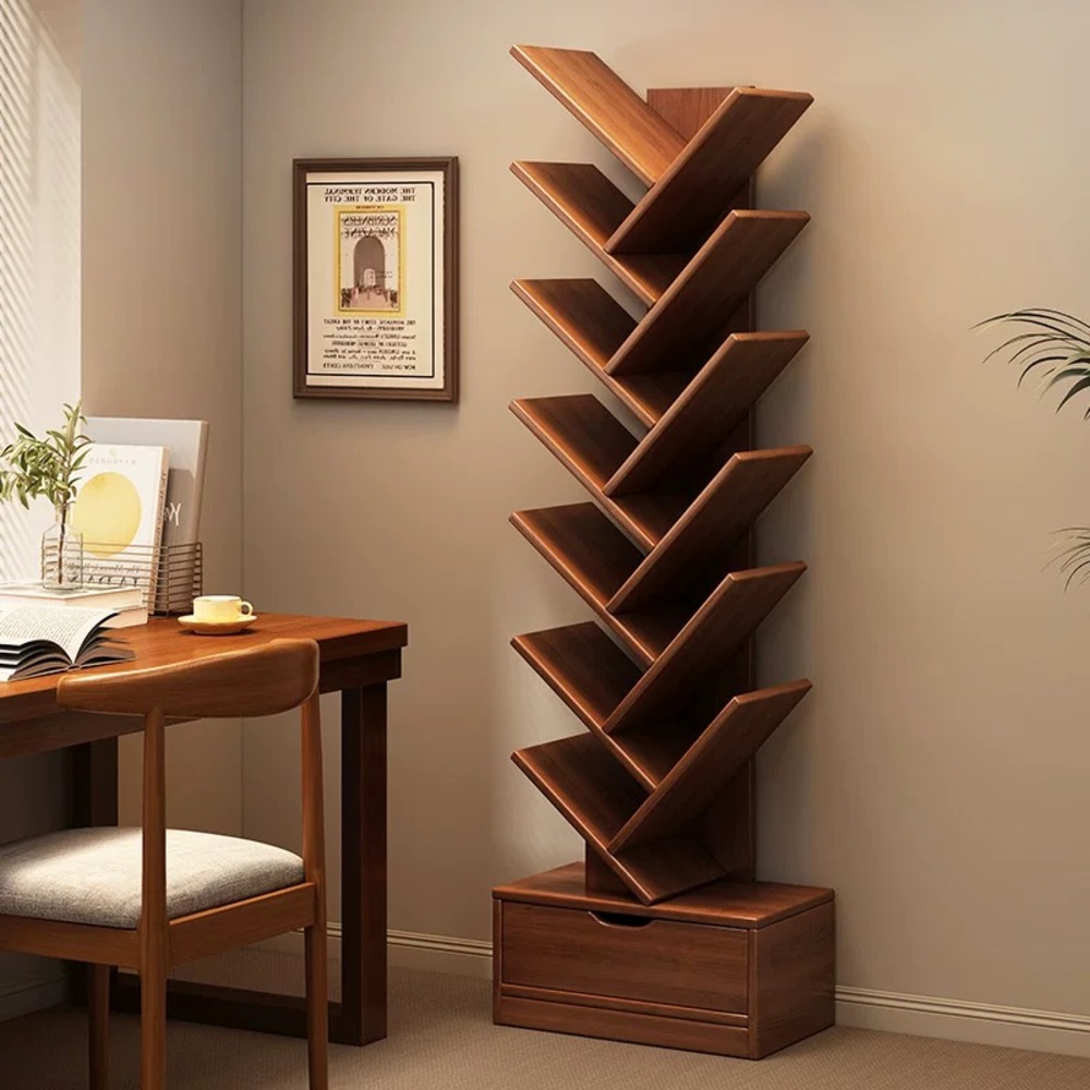 HABABY Huan'an Home Furnishings Tree-Shaped Solid Wood Bookshelf, Yushan Cedar Wood, 34*20*139CM, , large