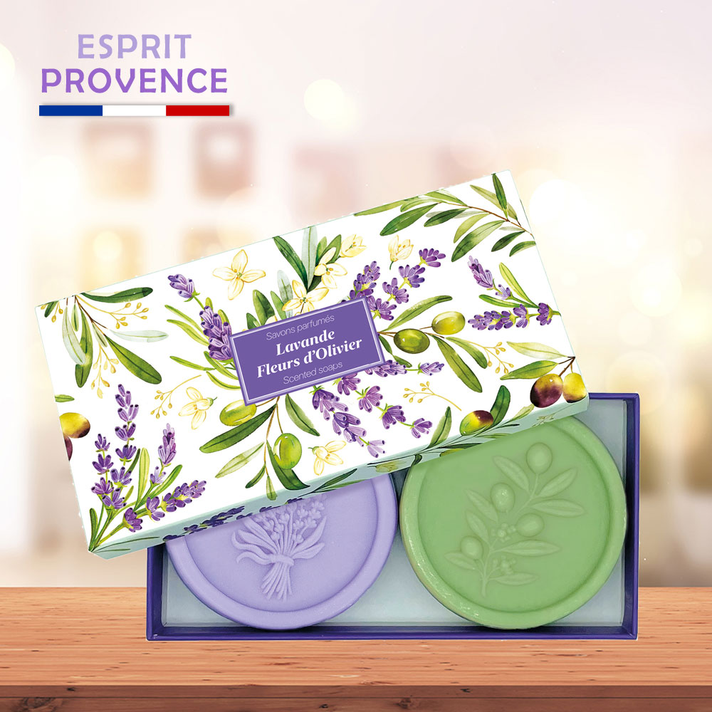 〔本野有限公司〕法國ESPRIT PROVENCE奢華植物皂禮盒組(薰衣草&橄欖花)香皂100g*2入裝  -1入組, , large
