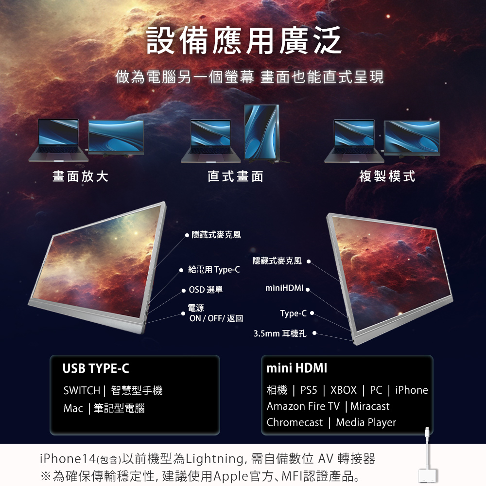 贈積木款線材收納組【台陞科技】REAICE 日本Winten 15.6型IPS超薄型可攜式外接螢幕 WT-156H2-BS, , large