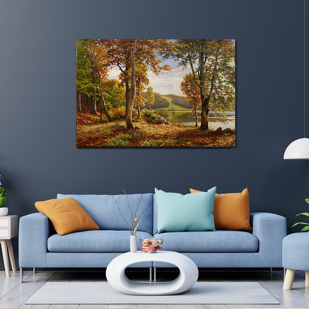 【御畫房】湖畔風景 國家一級畫師手繪油畫60&times;90cm(VF-194), , large
