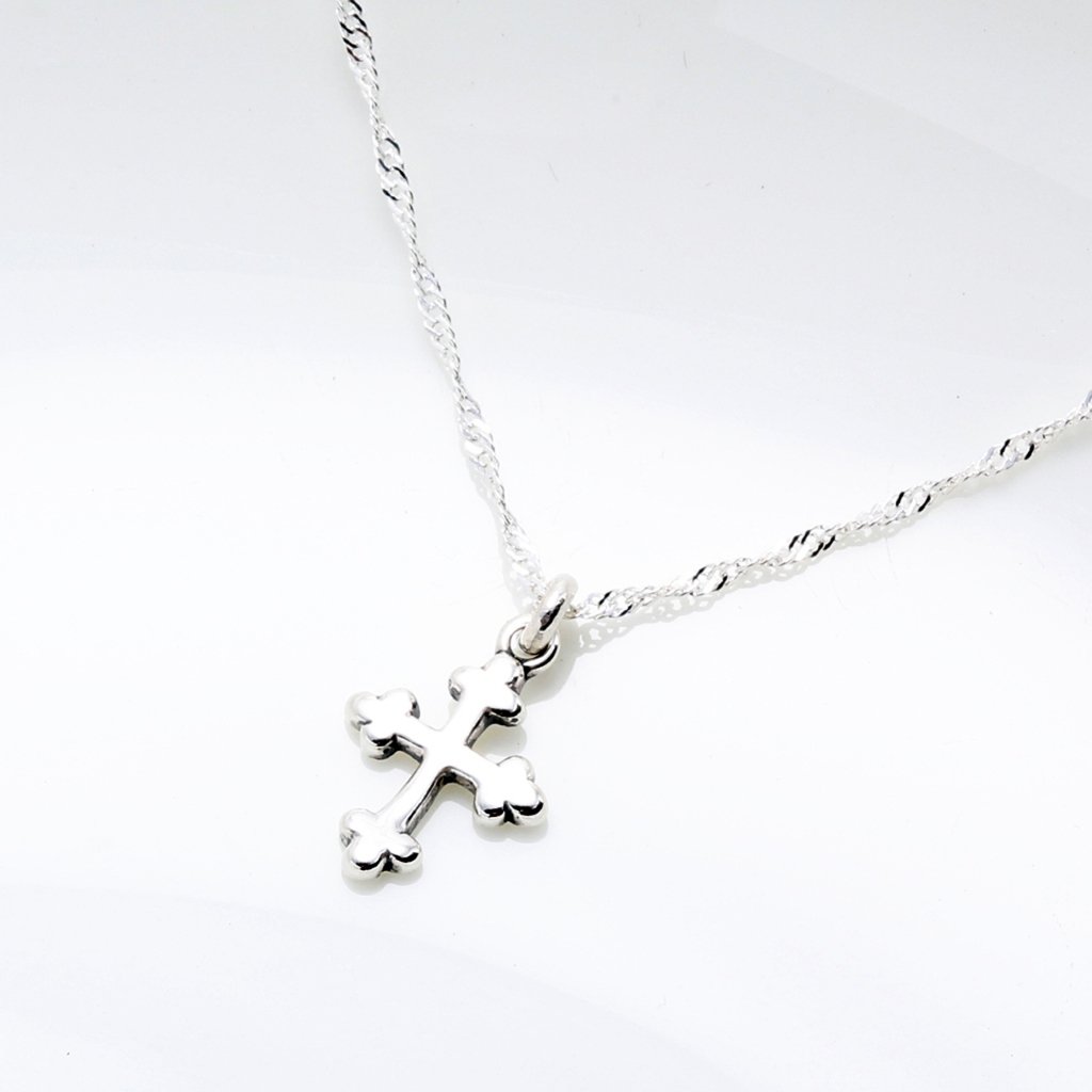 【Angel & Me】Simple Budded Cross (small) s925 sterling silver necklace gift, , large