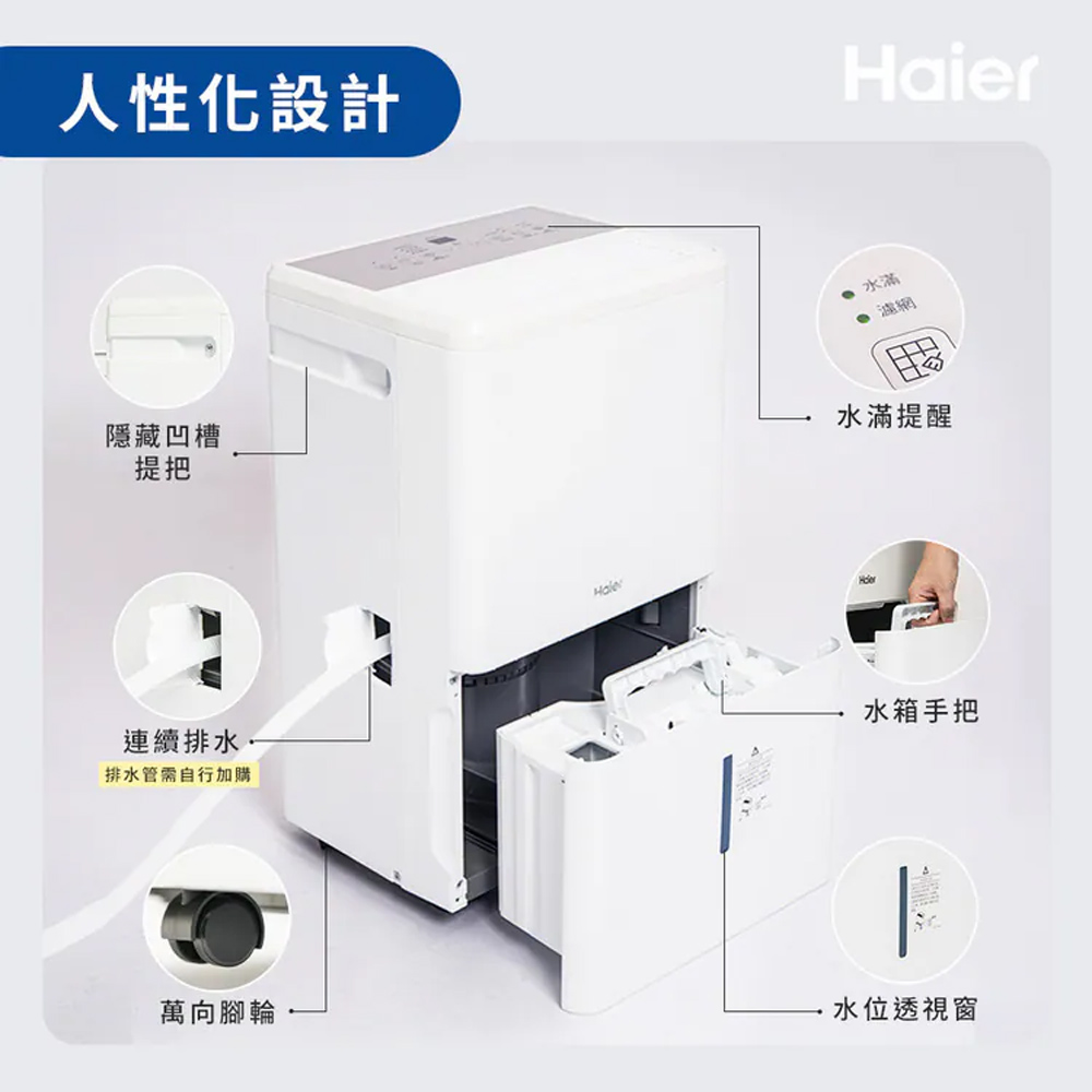 Haier 海爾 18L 一級能效 負離子清淨除濕機 H18WN, , large