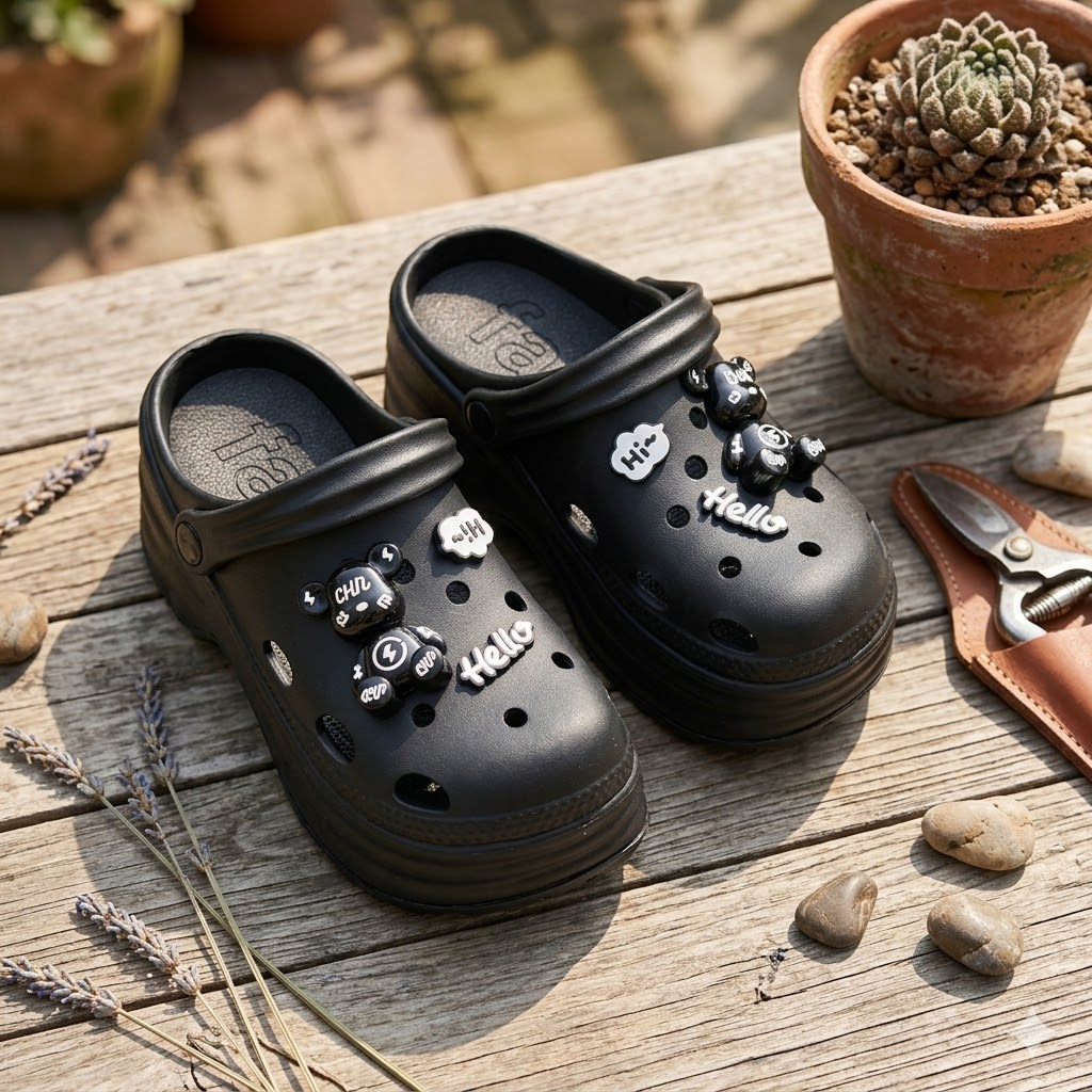 [e shoe store] Amy's height-enhancing women's hole shoes/gardener shoes/waterproof slippers Khaki 25.5CM, , large