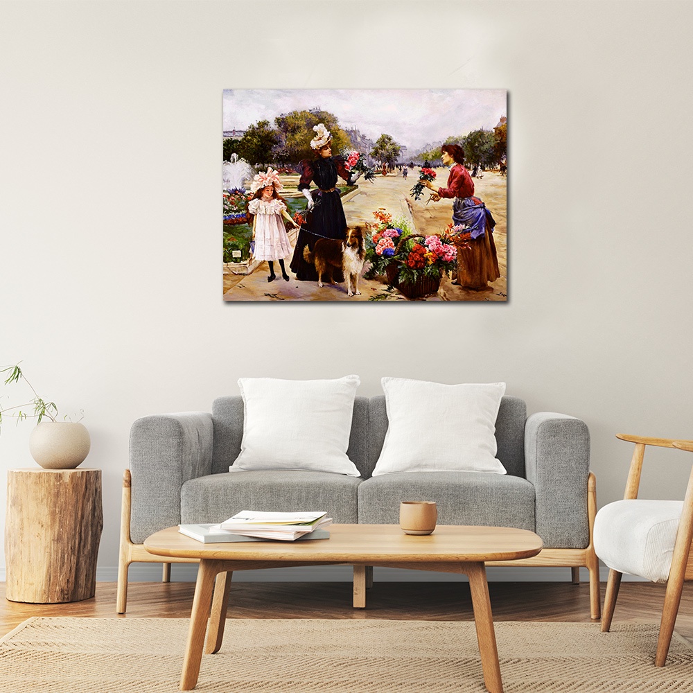 【御畫房】鮮花少女 國家一級畫師手繪油畫60&times;80cm(VF-03), , large