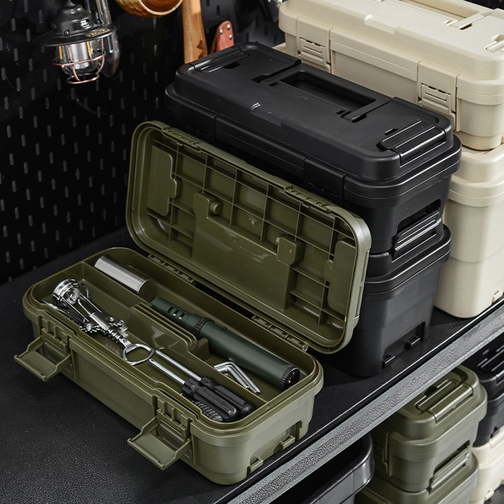 【AOTTO】4L+6L多功能加厚軍規雙層收納工具箱(AL-2031BK), , large