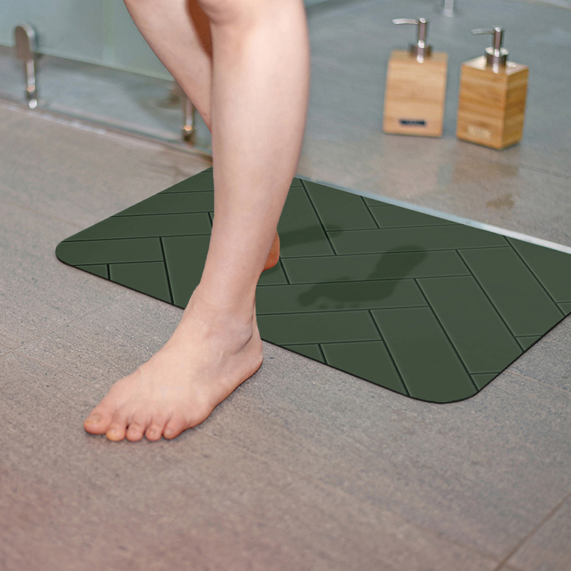 【Monster】 Soft Diatomaceous Earth Absorbent Mat &ndash; Slate Pattern Series (60x40cm) &ndash; Forest Green, , large