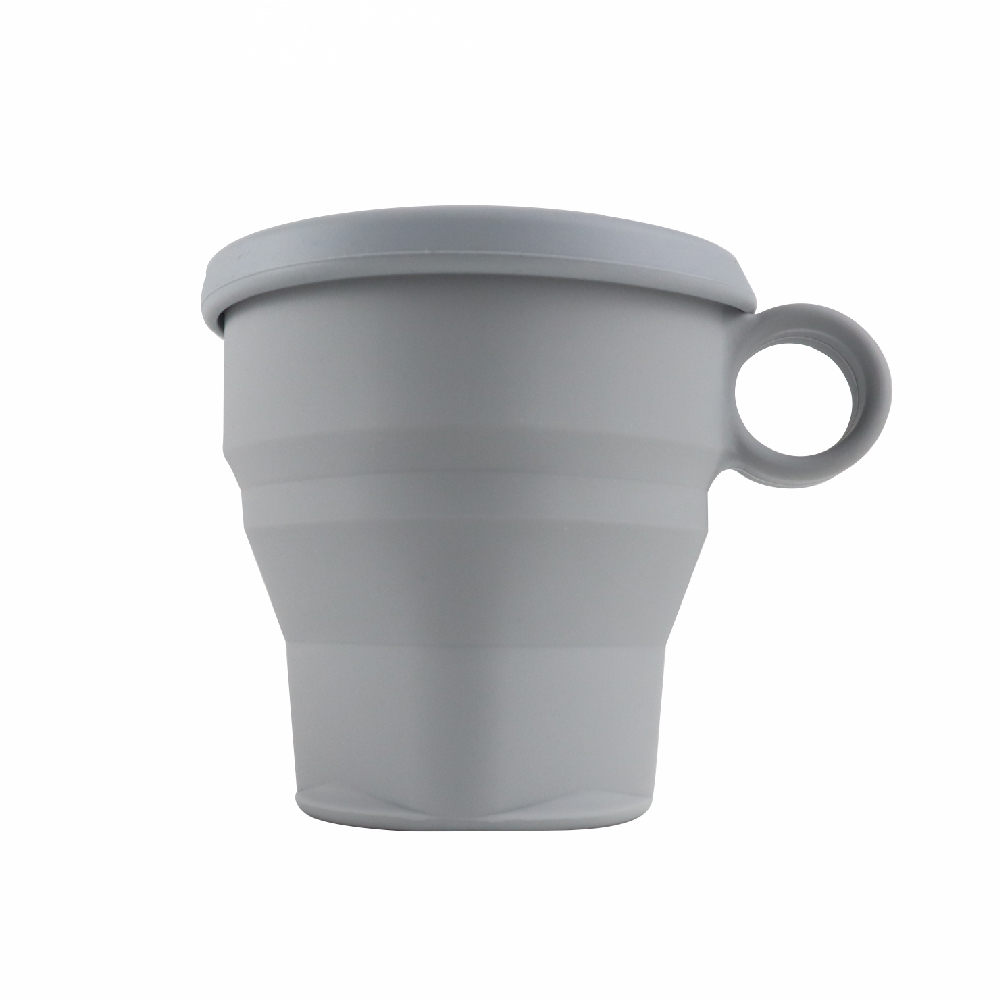 [Pomier Korea] Platinum Silicone Stylish Folding Mug (with lid) - (Camping, Toothbrush Mug, Water Bottle), , large