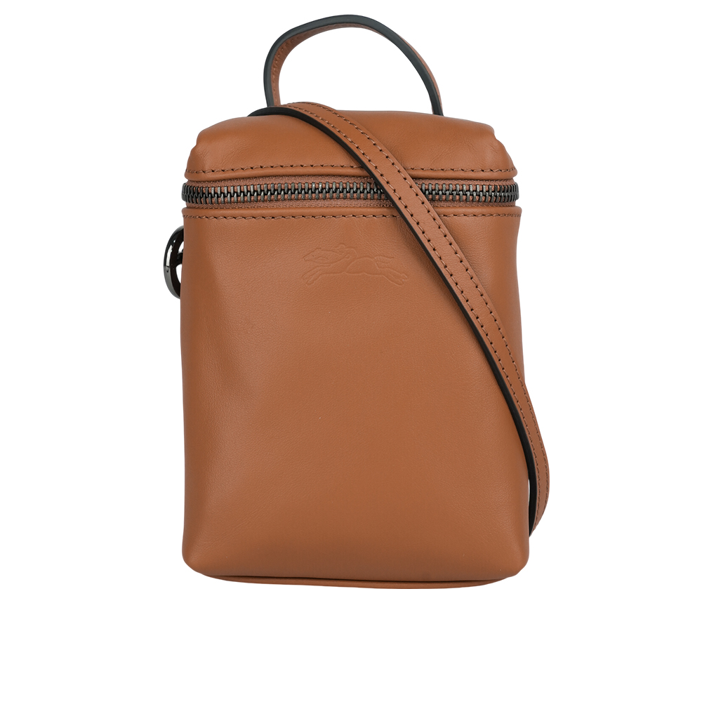 LONGCHAMP Le Pliage Xtra XS 小牛皮拉鍊迷你手提/斜背二用包/白蘭地酒色, , large