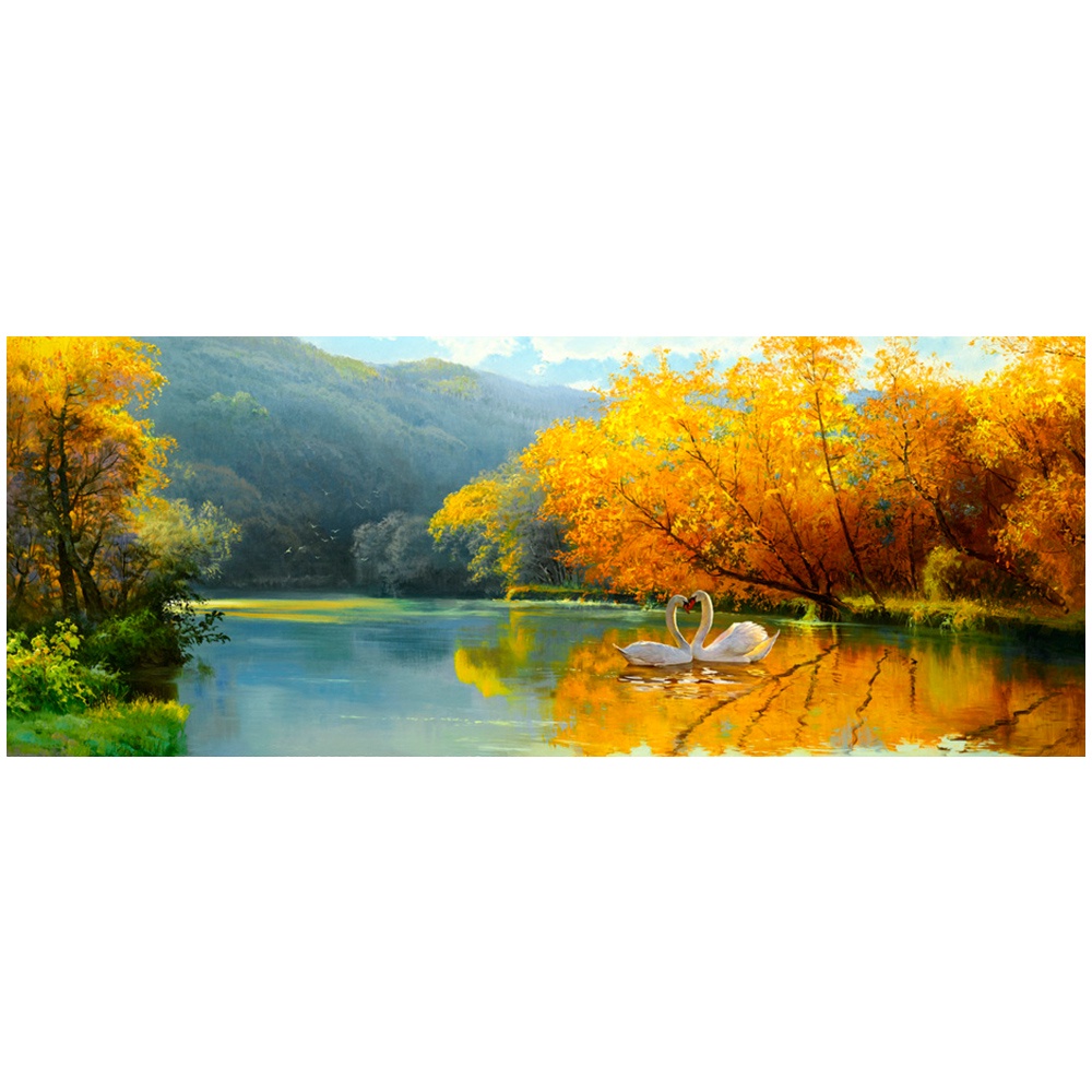 【御畫房】天鵝湖 國家一級畫師手繪油畫60&times;120cm(VF-44), , large