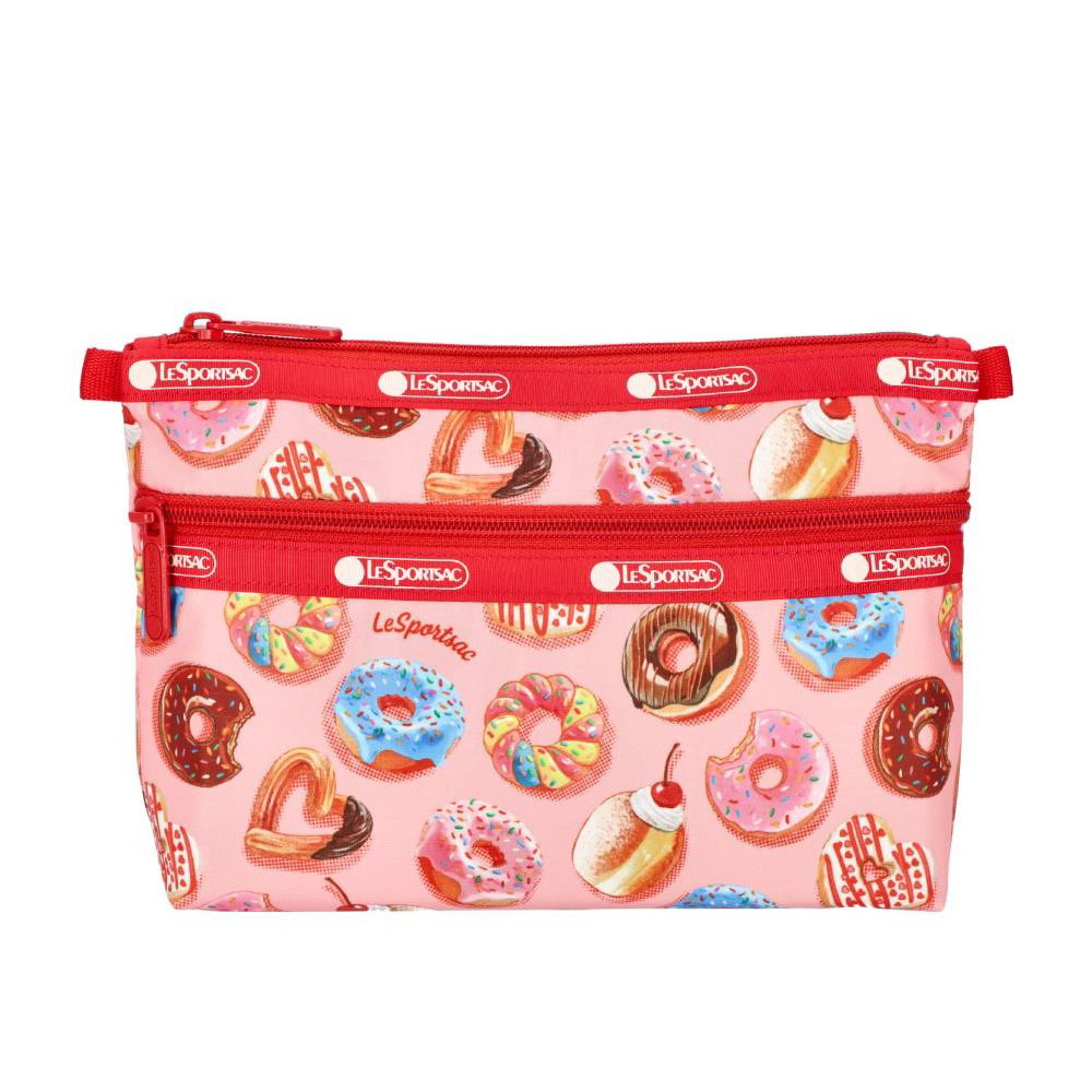 Lesportsac Cosmetic Clutch 雙層拉鍊化妝包 收納袋 盥洗包 女包(甜甜圈派對), , large