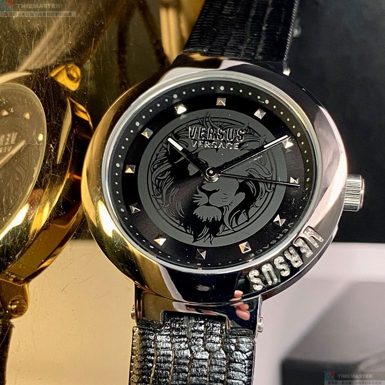 [星晴錶業]VERSUS VERSACE手錶,36mm,VV00321黑色錶面銀錶殼深黑色真皮皮革錶帶款, , large