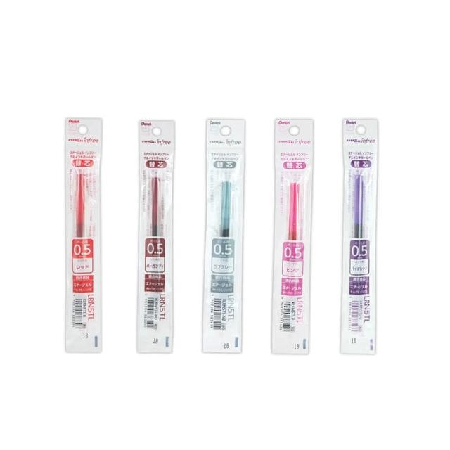 【 Pentel 飛龍 】 極速鋼珠筆芯 ENERGEL infree  0.5mm 5色 10支/盒 XLRN5TL   -  多款可選, , large
