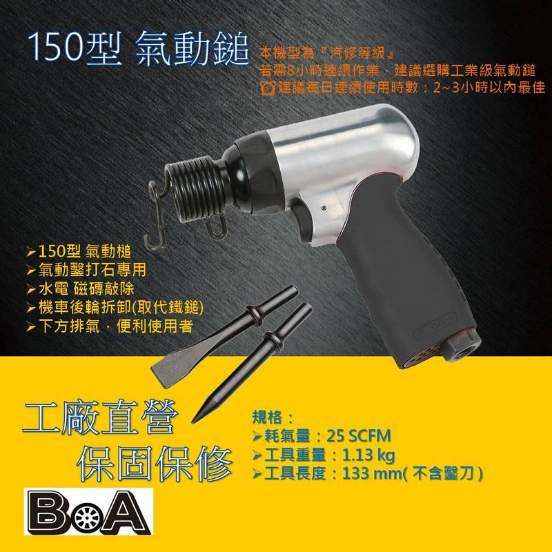 【BOA】TW-520 小型150型 氣動槌 打石專用 除鏽 機車後輪 建築 拆除 破壞 打石 阿朱力 水電管溝 開槽 剔除磁磚, , large