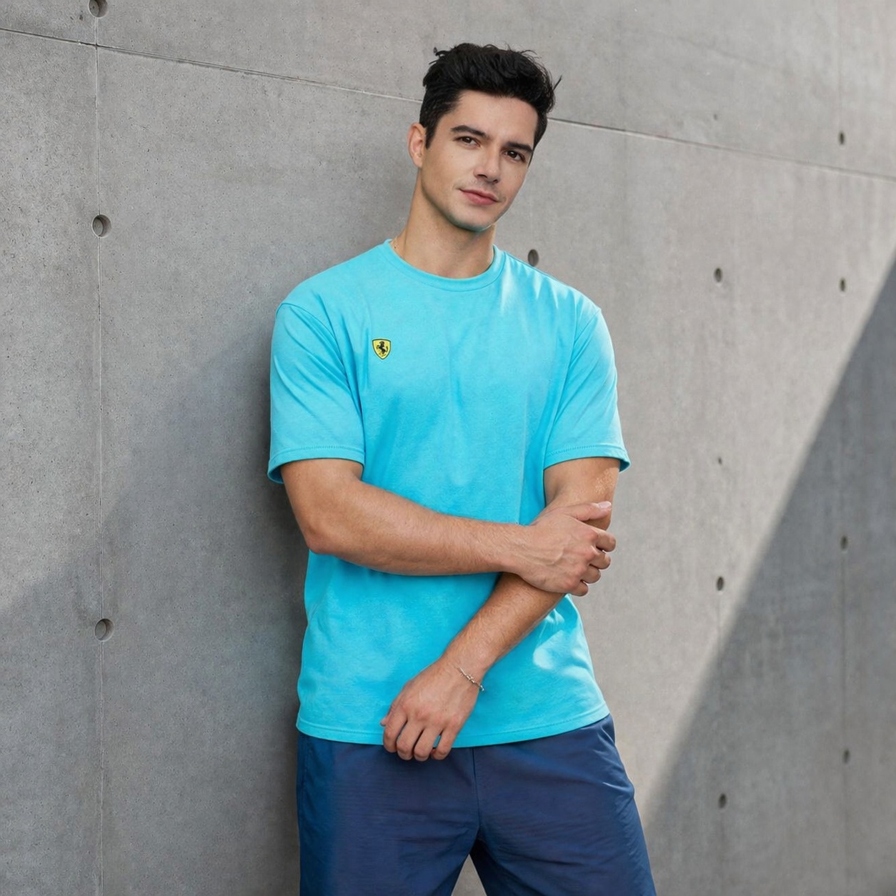 【FALALI】Short-sleeved cooling T-shirt - Men's (aqua blue), , large