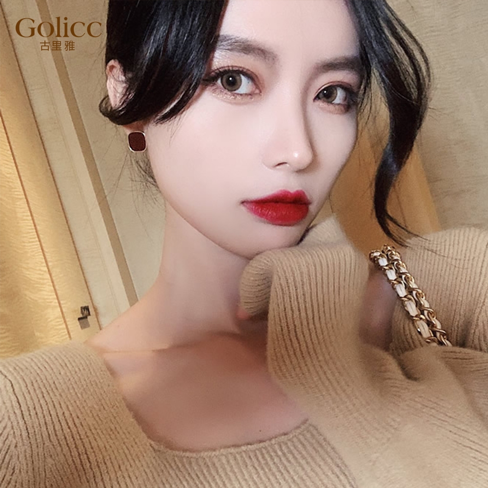 【Gulicc】古莉可 耳環 法式復古酒紅耳環, , large