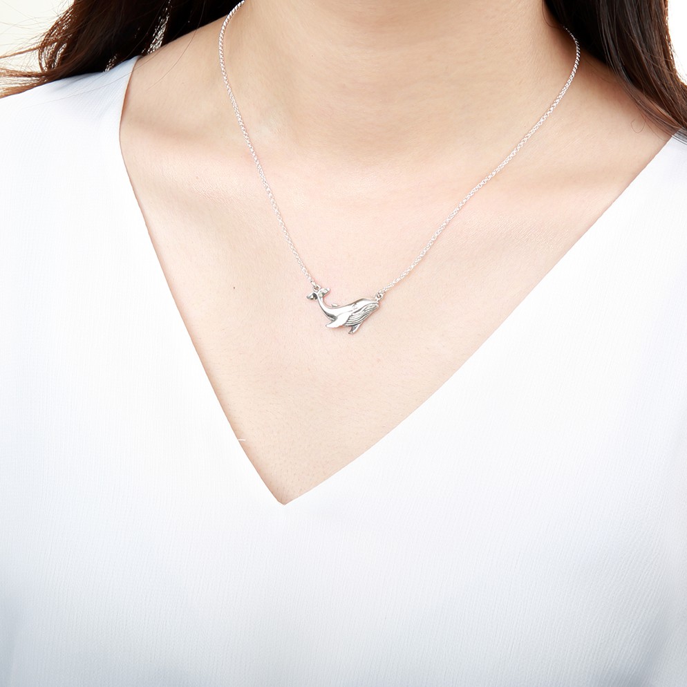 【Angel & Me】Whale Smile s925 sterling silver necklace Birthday gift, , large