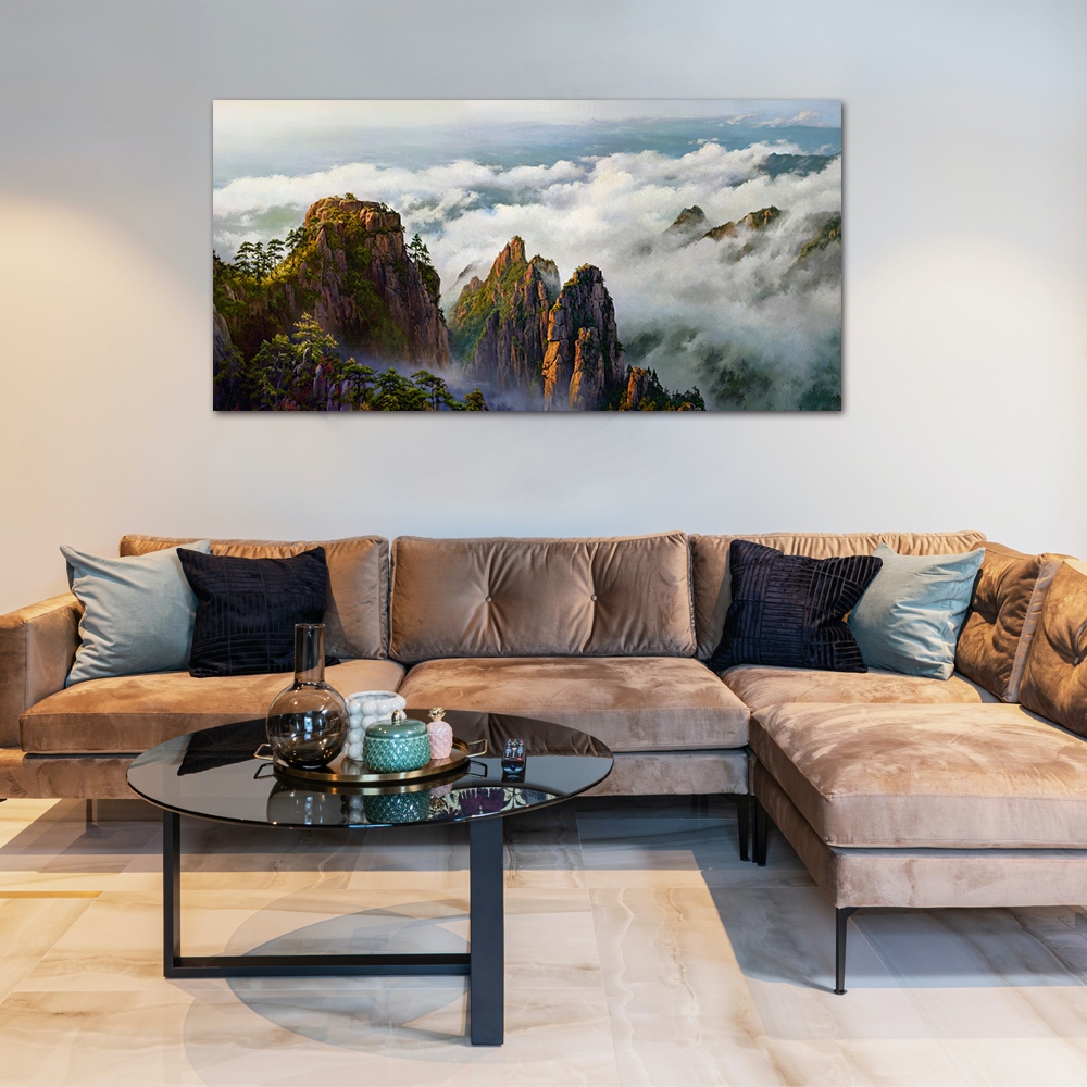 【御畫房】黃山雲海 國家一級畫師手繪油畫60&times;120cm(VF-137), , large