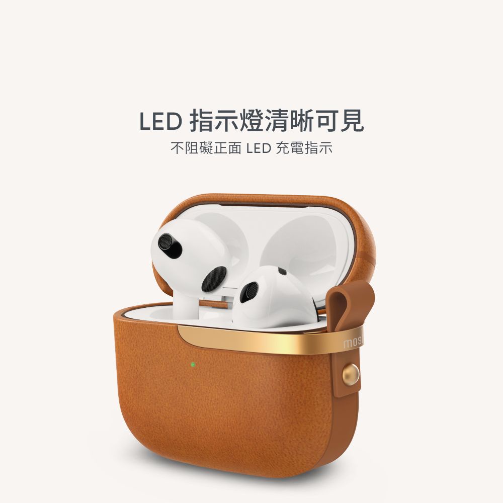 Moshi Pebbo Luxe for AirPods 3 藍牙耳機充電盒皮革保護套, , large