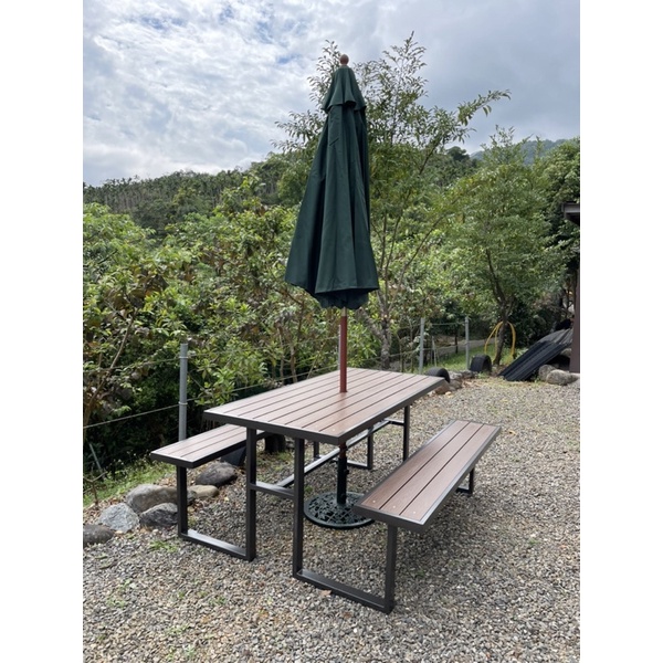 【BROTHER兄弟牌】塑木5尺野餐啤酒桌-適合4-6人坐(寬150cm，可另加陽傘和傘座)可開發票, , large