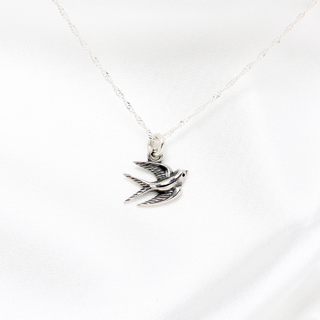 【Angel & Me】Flying Swallow Bird s925 sterling silver necklace Birthday gift, , large