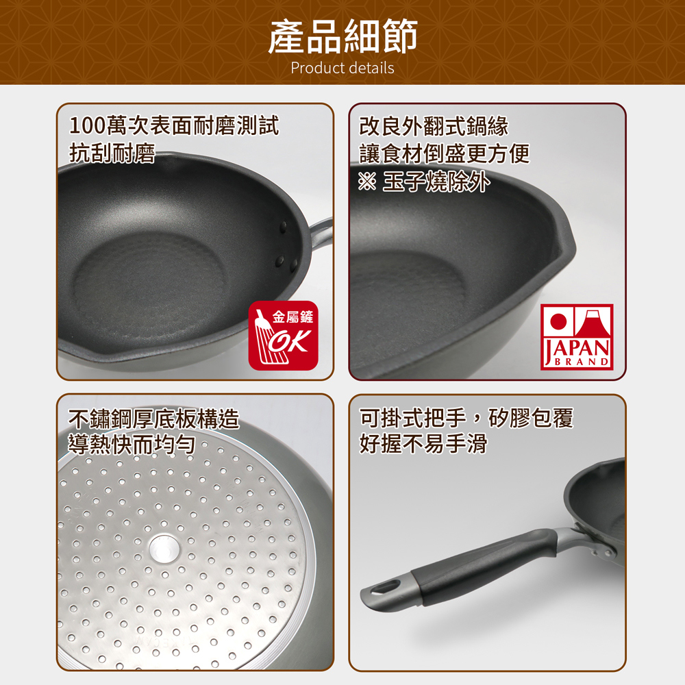 【日本竹原】日本製霞星空銀IH不沾深型平底鍋24cm(含蓋)可用金屬鏟/不挑爐具, , large
