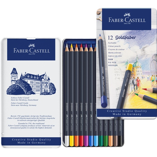Faber-Castell輝柏 GOLDFABER油性色鉛筆(鐵盒)-12色, , large