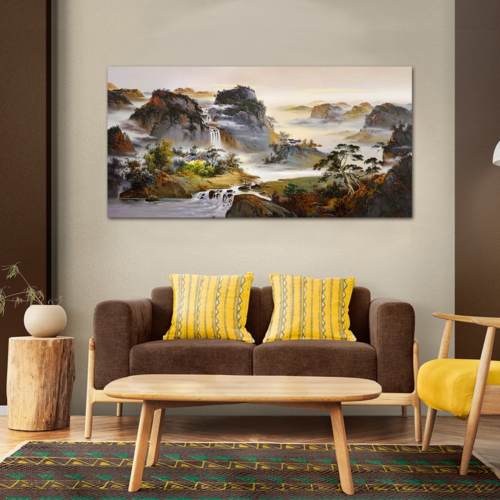 【御畫房】山青水秀 國家一級畫師手繪油畫60&times;120cm(VF-121), , large