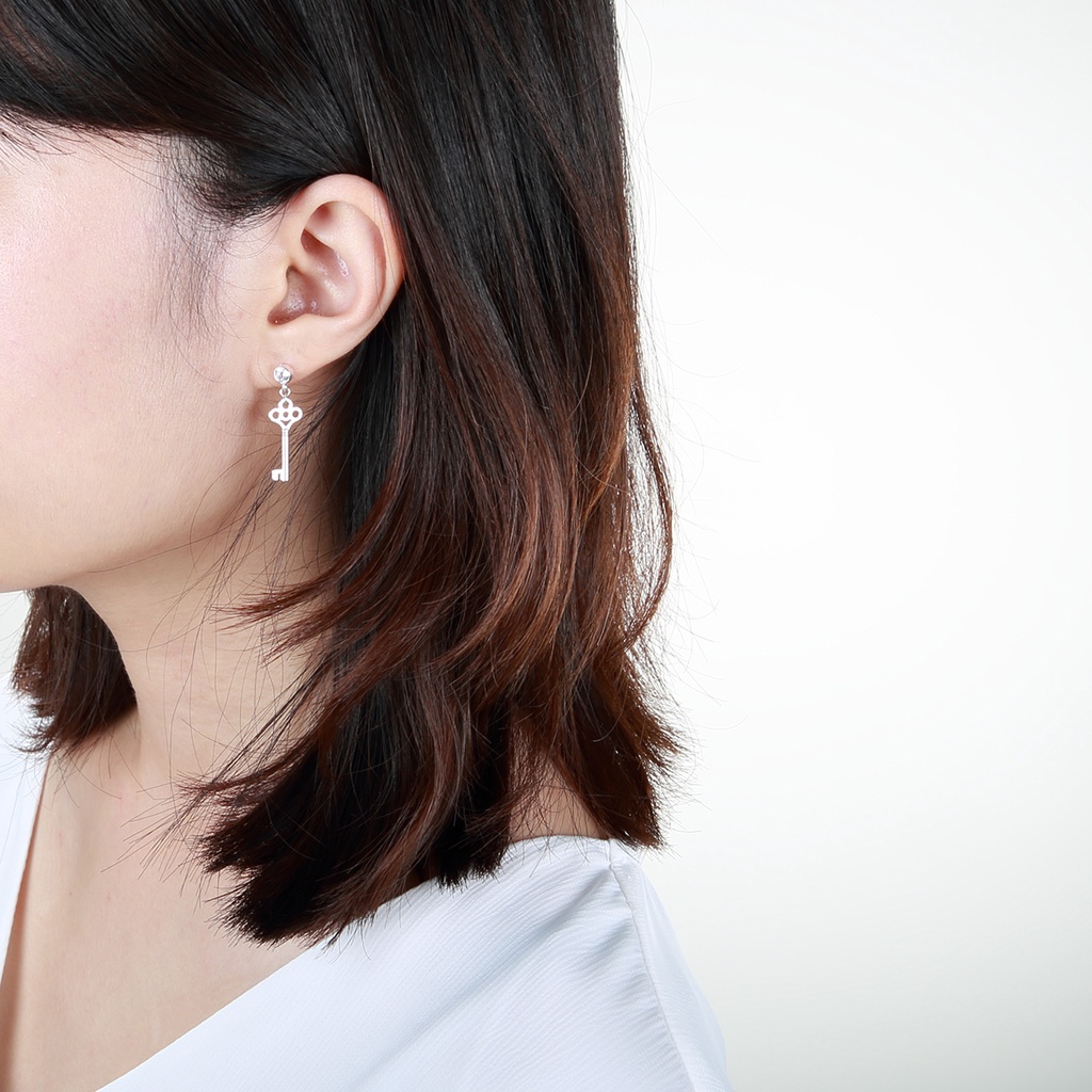 【Angel & Me】Key of love s925 sterling silver earrings (changeable ear clips), , large