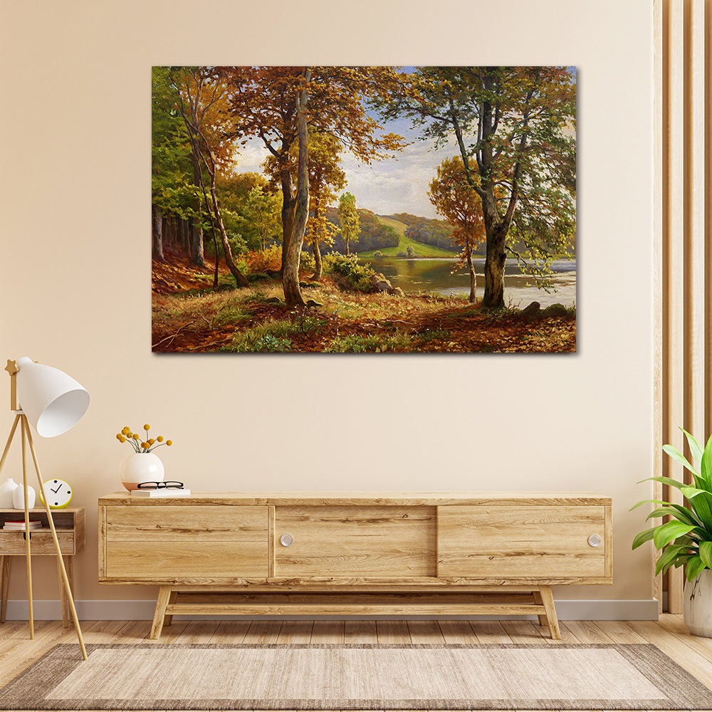 【御畫房】湖畔風景 國家一級畫師手繪油畫60&times;90cm(VF-194), , large