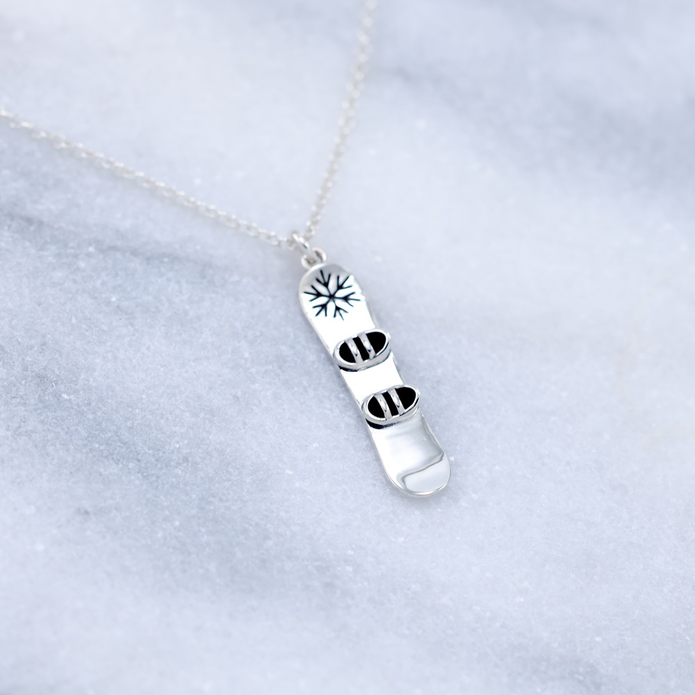 【Angel & Me】3D Snowboard s925 sterling silver necklace ski sport gift, , large